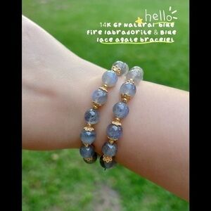 COPY - 14KGP natural Fire Labradorite & Blue lace agate Bracelet B-6